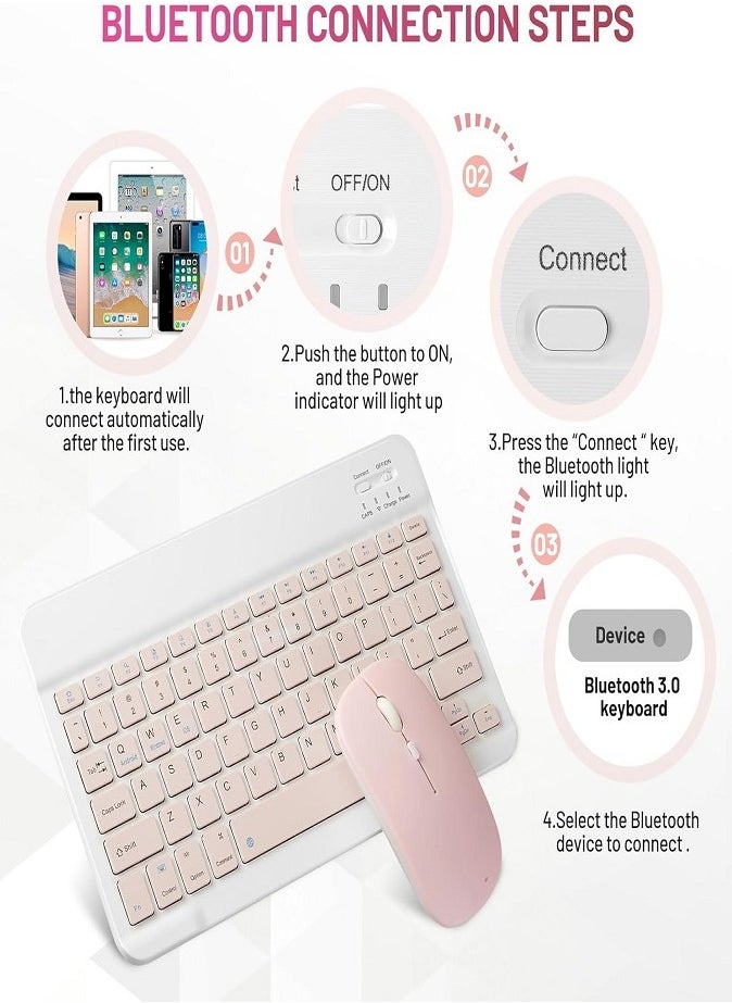 Wireless Bluetooth Keyboard & Mouse Combo – Ultra-Slim, Rechargeable, Silent Typing, Compact & Portable for Android, Windows, Tablets & Phones