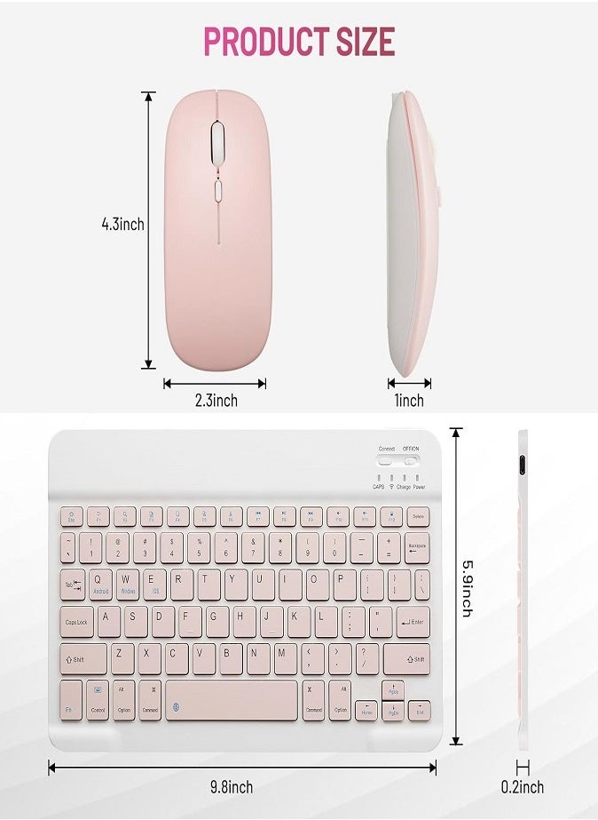 Wireless Bluetooth Keyboard & Mouse Combo – Ultra-Slim, Rechargeable, Silent Typing, Compact & Portable for Android, Windows, Tablets & Phones