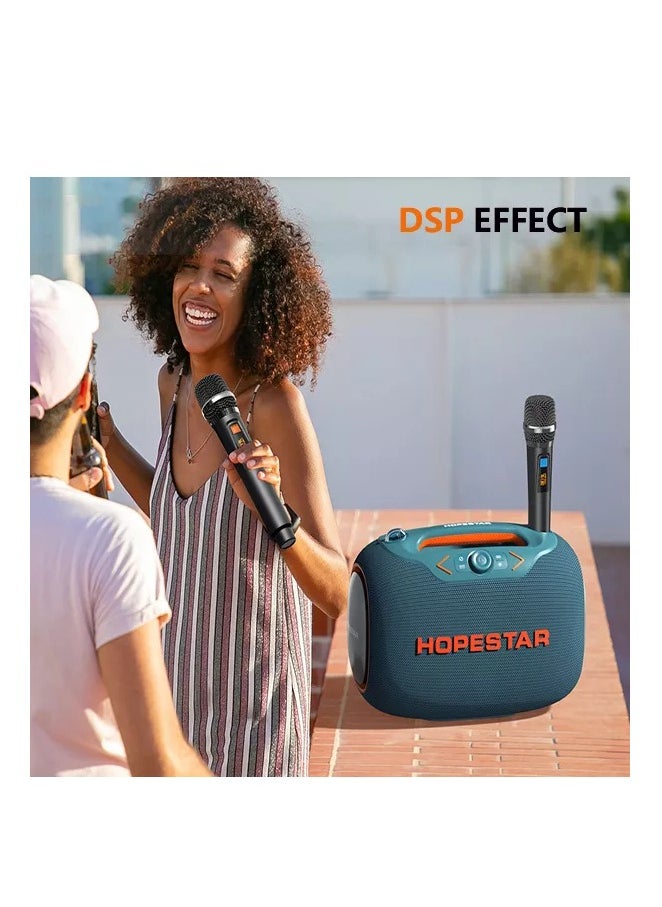 Party Box 120W Portable Bluetooth Speaker with Dual Wireless Microphones, 200W Fast Charging, IPX6 Waterproof, DSP Chip, 10-Hour Playtime, RGB Lights – Ideal for Outdoor, Karaoke, and Family Gatherings