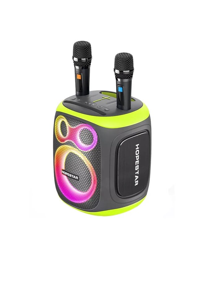 Party 130 Portable Bluetooth Speaker with 120W Powerful Audio, 80W Bass Horn, Dual Wireless Microphones, IPX5 Waterproof, 22000mAh Battery, 10-Hour Playback – Perfect for Outdoor Parties, Karaoke, and Events