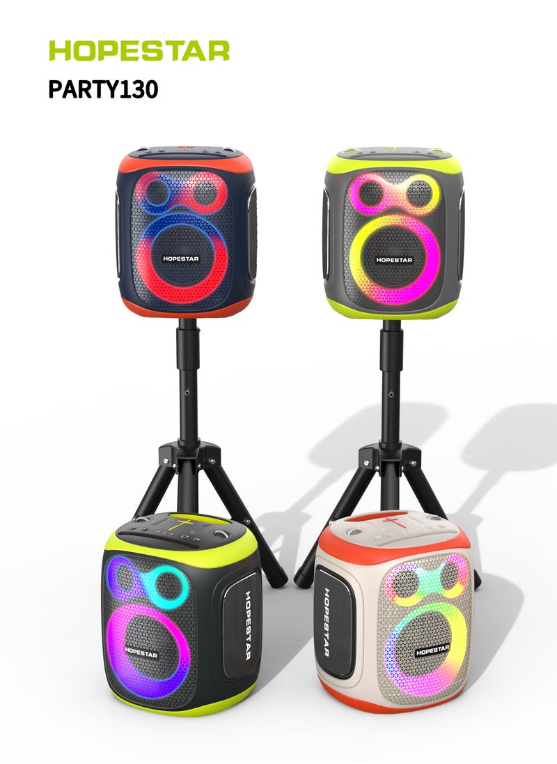 Party 130 Portable Bluetooth Speaker with 120W Powerful Audio, 80W Bass Horn, Dual Wireless Microphones, IPX5 Waterproof, 22000mAh Battery, 10-Hour Playback – Perfect for Outdoor Parties, Karaoke, and Events