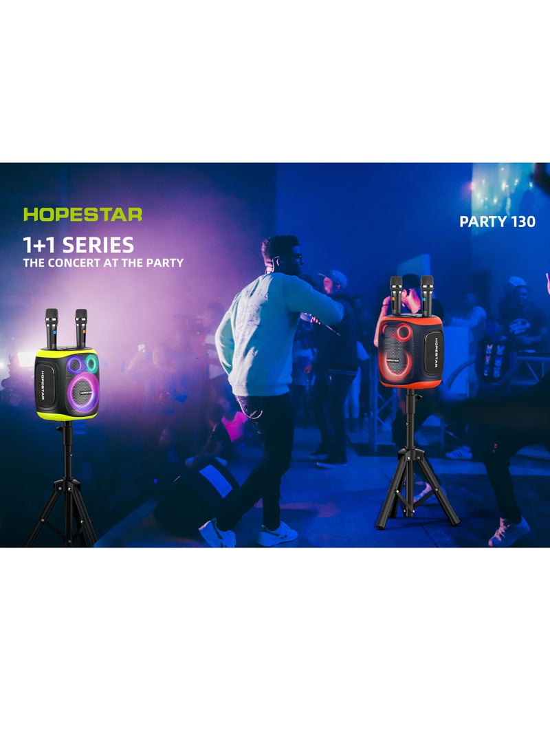 Party 130 Portable Bluetooth Speaker with 120W Powerful Audio, 80W Bass Horn, Dual Wireless Microphones, IPX5 Waterproof, 22000mAh Battery, 10-Hour Playback – Perfect for Outdoor Parties, Karaoke, and Events