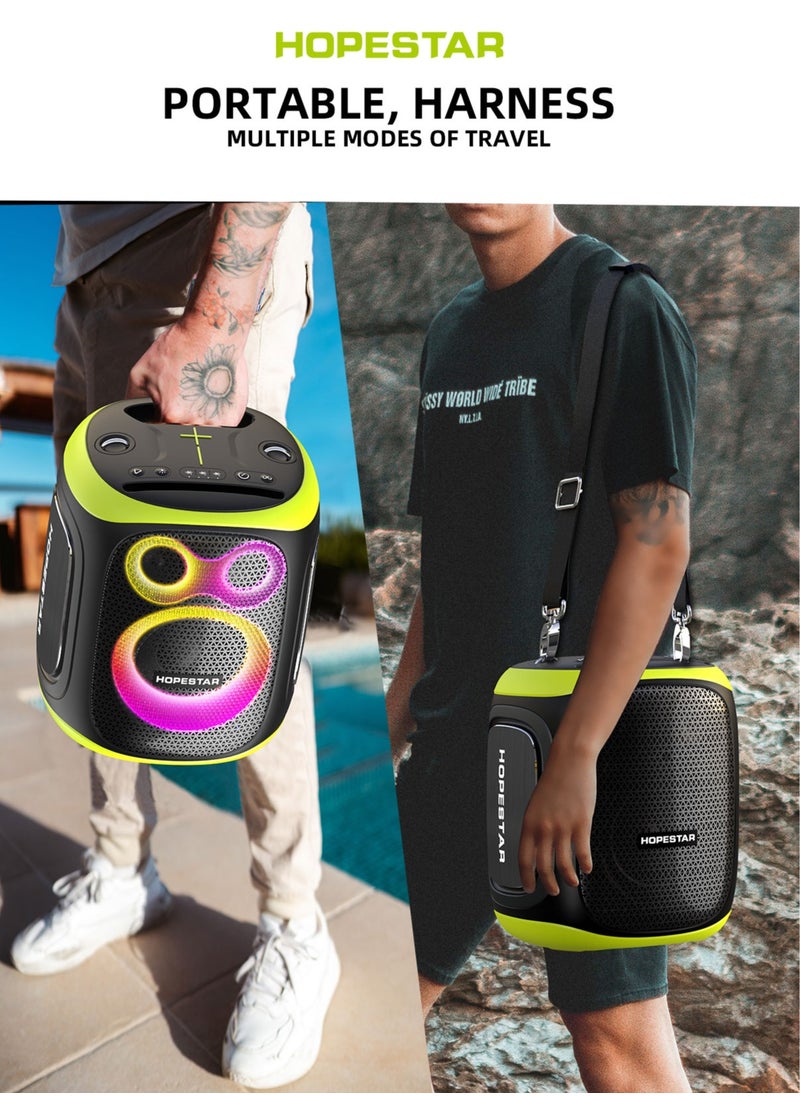 Party 130 Portable Bluetooth Speaker with 120W Powerful Audio, 80W Bass Horn, Dual Wireless Microphones, IPX5 Waterproof, 22000mAh Battery, 10-Hour Playback – Perfect for Outdoor Parties, Karaoke, and Events