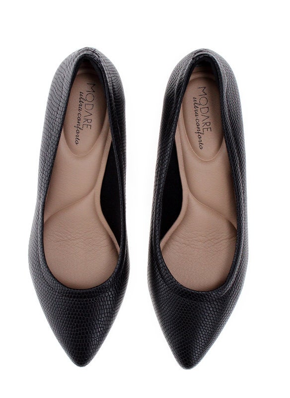 Modare Ladies Mid Heel Shoes Black | Made In Brazil