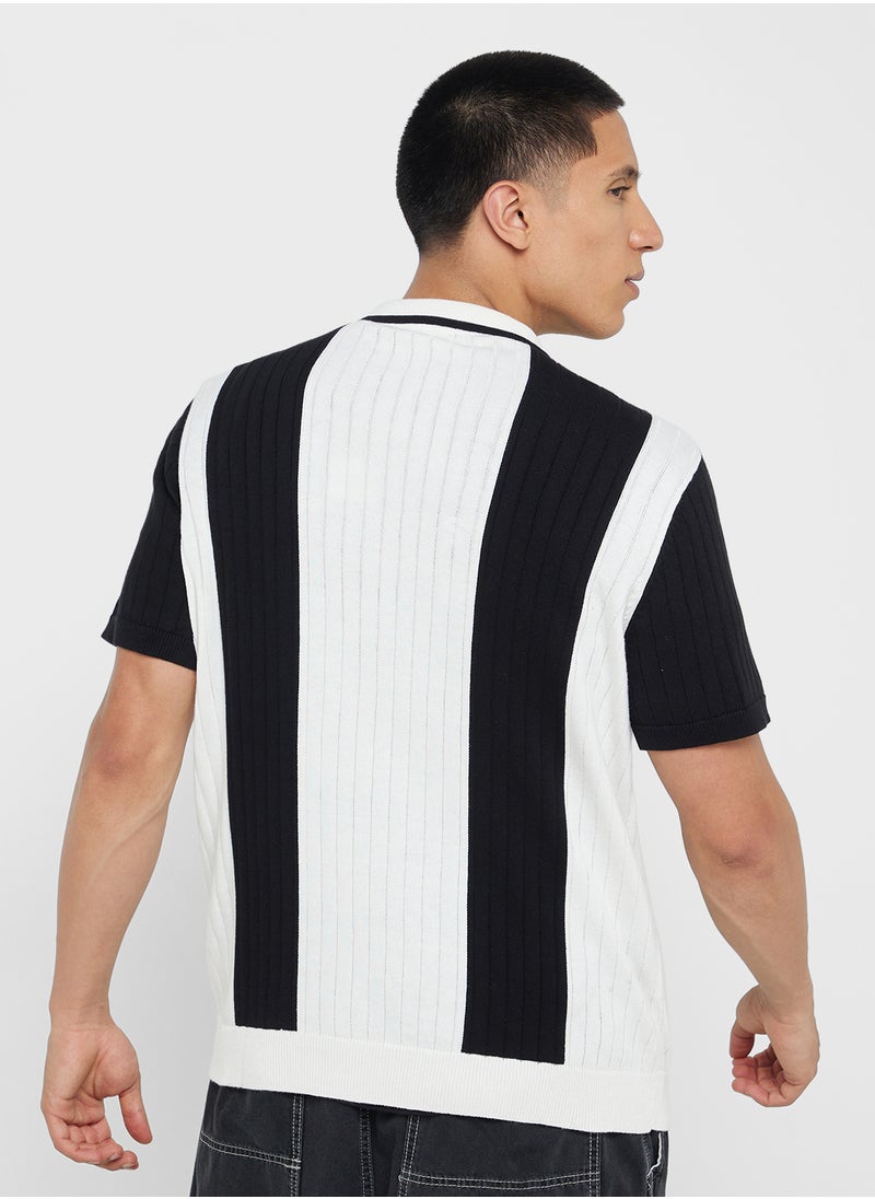 Knitted Zipped Polo Shirt