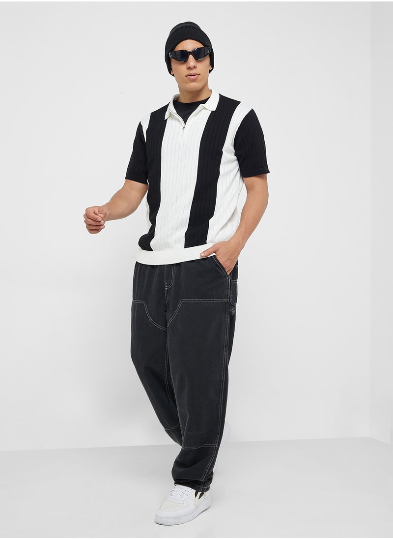 Knitted Zipped Polo Shirt