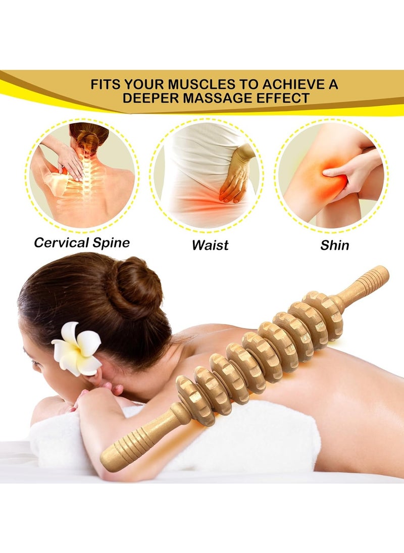 Deston Manual Massager Wooden Handheld Roller Trigger Point Massager Stick for Fascia