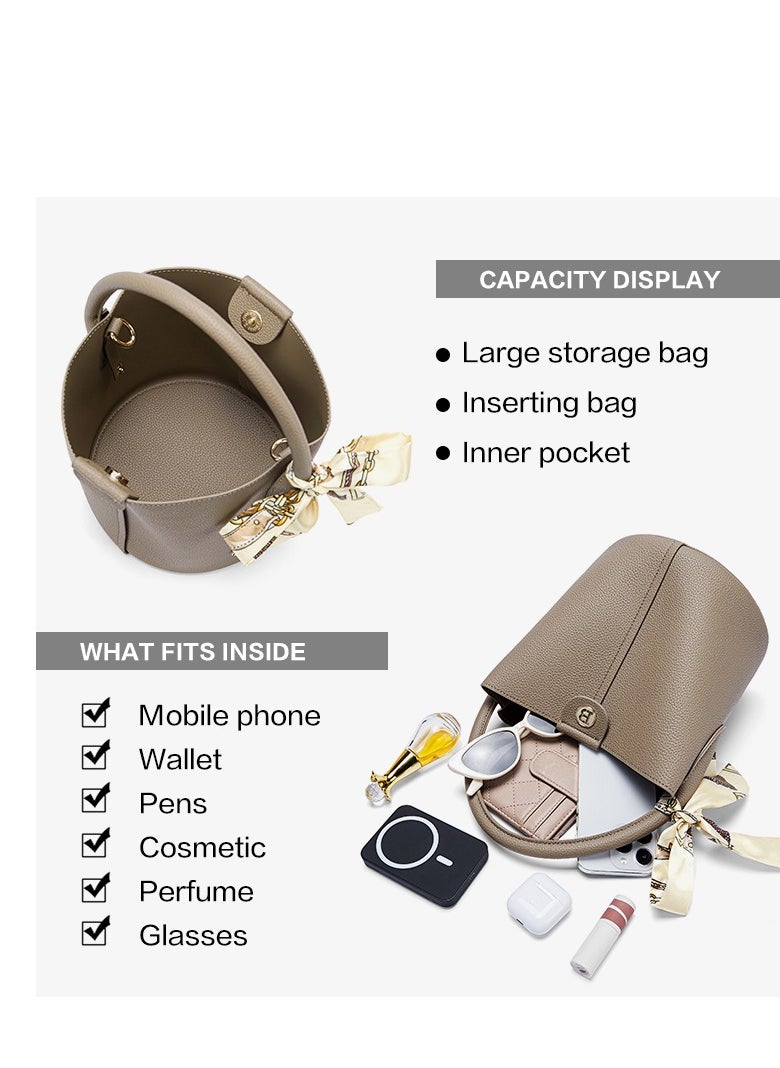 Stylish Bostanten Women's Fashionable Bucket Bag – Chic & Versatile Hand bag for Every Occasion / Brown