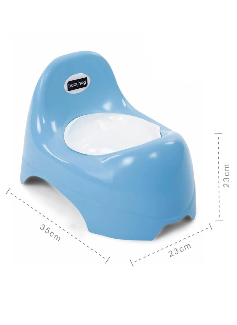 Babyhug Teeny Tiny Potty Chair, Comfortable with Back Rest, Lid, 6 to 24 Months - Blue