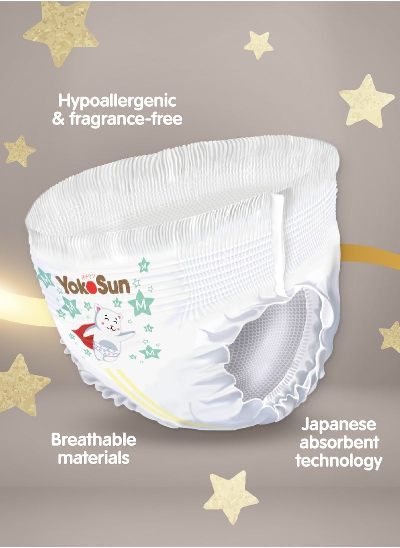 YokoSun Premium Baby Diaper Pants, Size 4 / L (9-14 kg), 44 pcs – Ultra-Soft, Hypoallergenic Nappies, Japanese Quality for Baby Skin Care, Leakproof with 12-Hour Dryness Protection