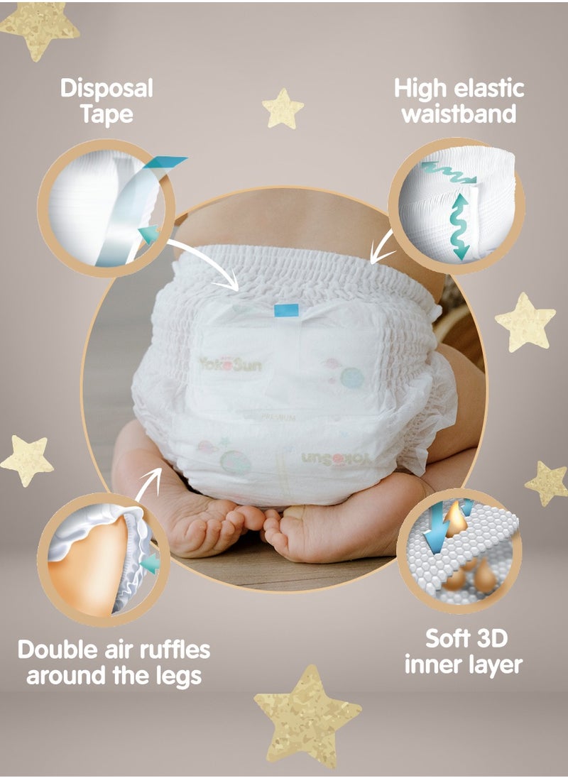 YokoSun Premium Baby Diaper Pants, Size XL for Babies 12-20kg x 38 pcs, Ultra-Soft and Hypoallergenic Nappies, Japanese Technology for Leakproof Protection and Skin Comfort, Ideal for Active Toddlers and Potty Training