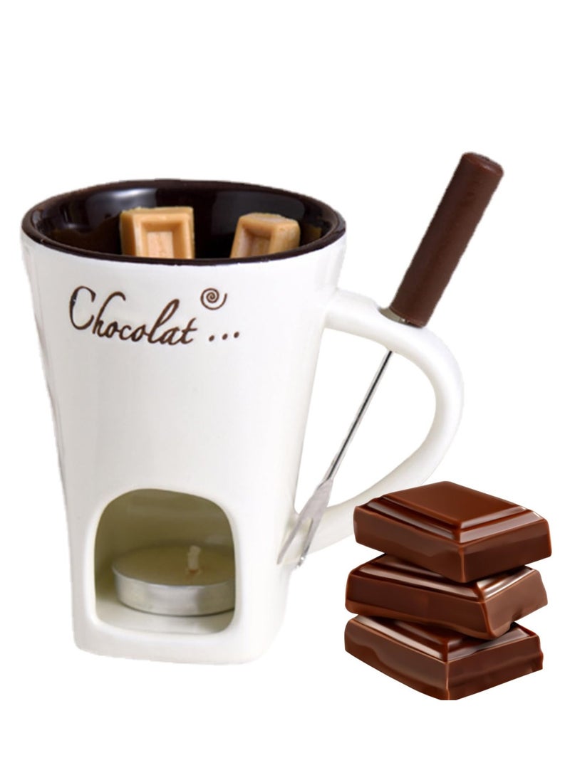 Chocolate Fondue Cup, 130ml Ceramic Chocolate Fondue Mug, Creative Melt Hot Pot Cup for Butter, Caramel, Cute Chocolate Fondue Cup for Chocolate, Cheese, High-Temperature-Resistant