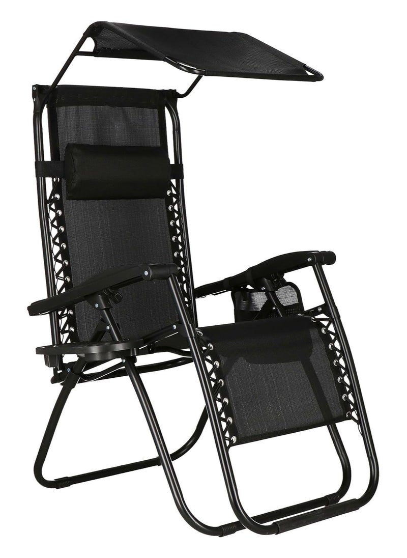 Deluxe Adjustable Zero Gravity Outdoor Lounge Chair with Sunshade, Side Tray, and Padded Headrest for Ultimate Comfort