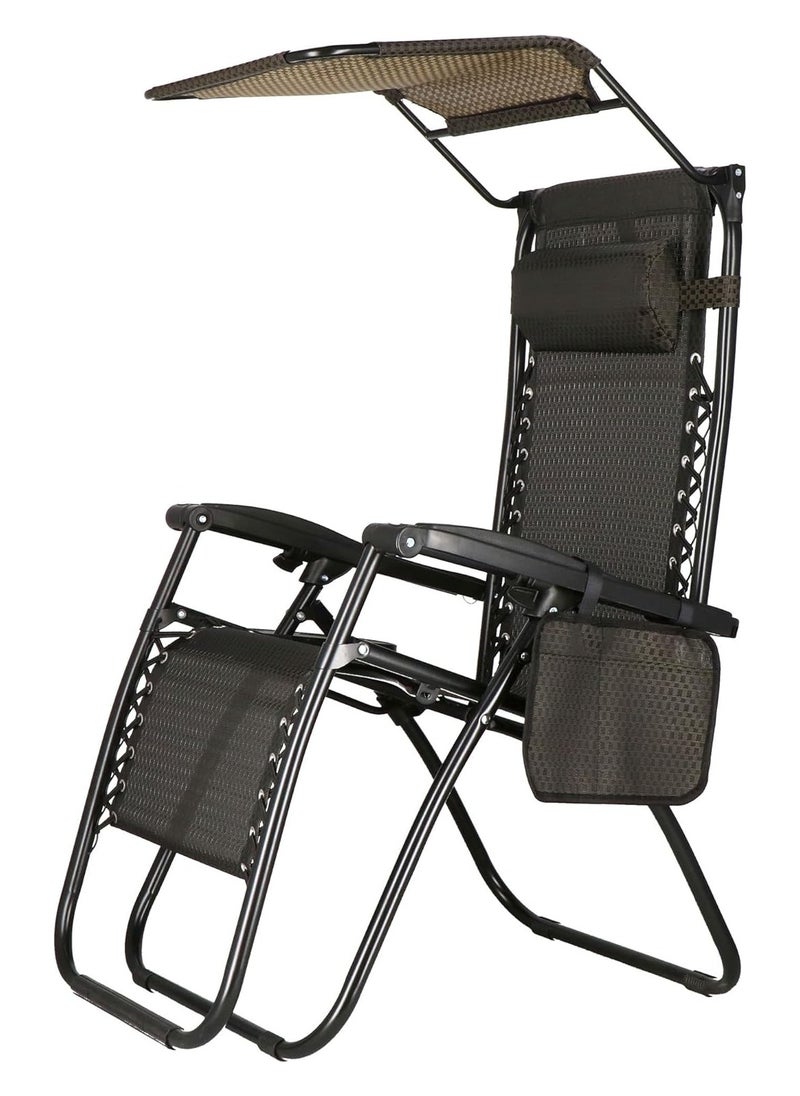 Deluxe Adjustable Zero Gravity Outdoor Lounge Chair with Sunshade, Side Tray, and Padded Headrest for Ultimate Comfort