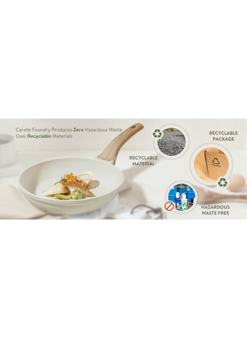 11 Piece Swiss Granite Coating Cookware Set Pots And Pans With Wooden Handles, Non-Stick, 1X24Cm Frying Pan, 1X28Cm Frying Pan, 1X28Cm Sauce Pan With Lid, 1X18Cm Sauce Pan With Lid, 1X24Cm Casserole With Lid, 1X Tongs, 1X Laddle, 1X Turner, Ice Cream