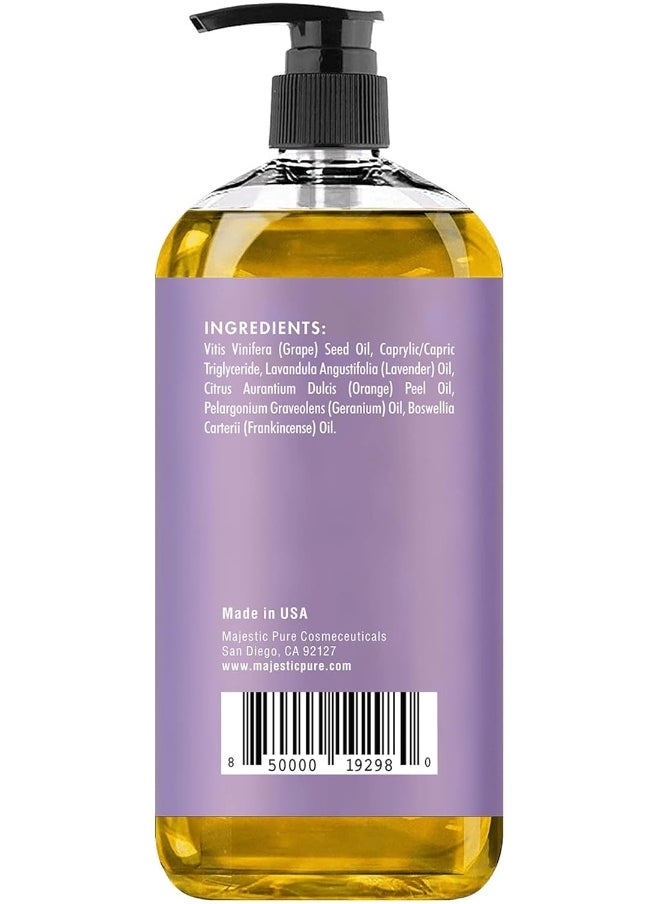 MAJESTIC PURE Lavender Massage Oil For Men and Women - Great For Calming, Soothing and to Relax - Blend of Natural Oils For Therapeutic Massaging and Aromatherapy - 8 fl oz.