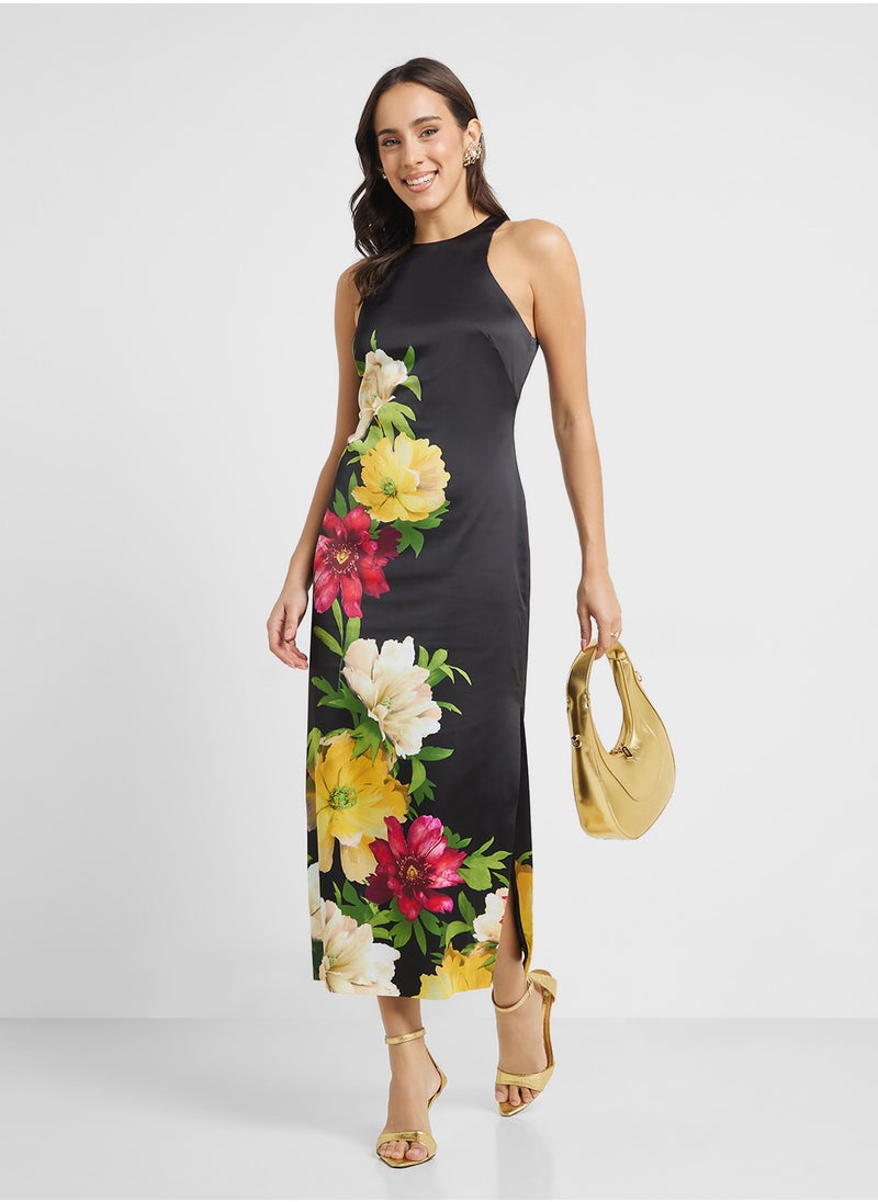 Floral Halter Midi Dress