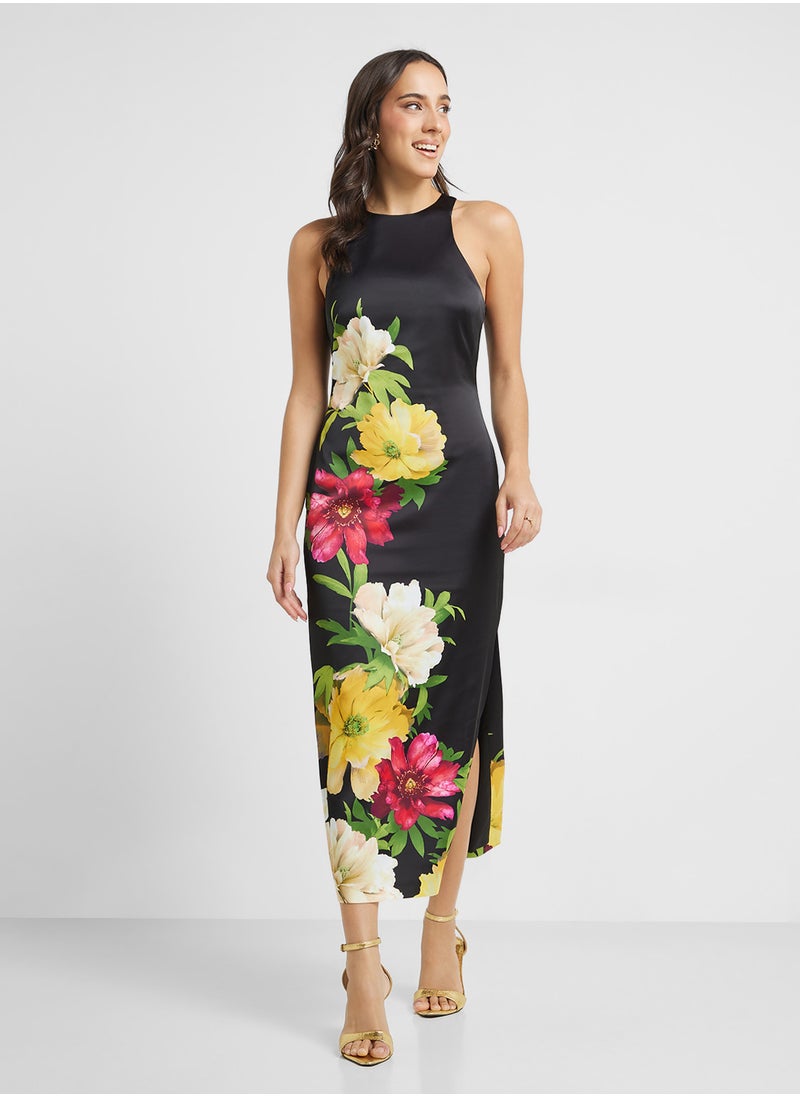 Floral Halter Midi Dress