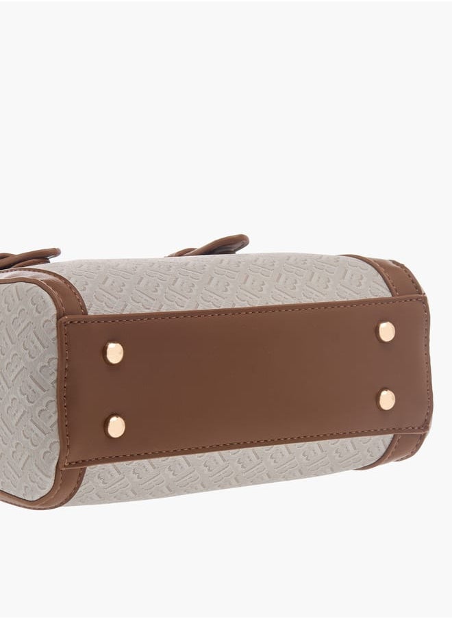 Women All-Over Monogram Detail Tote Bag with Detachable Strap and Zip Closure