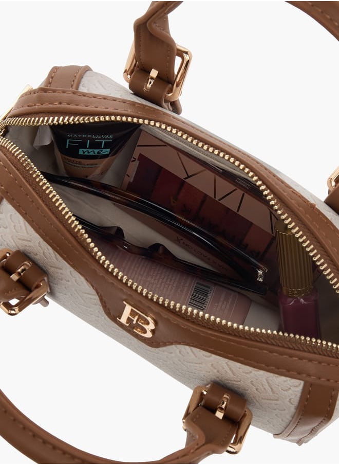 Women All-Over Monogram Detail Tote Bag with Detachable Strap and Zip Closure