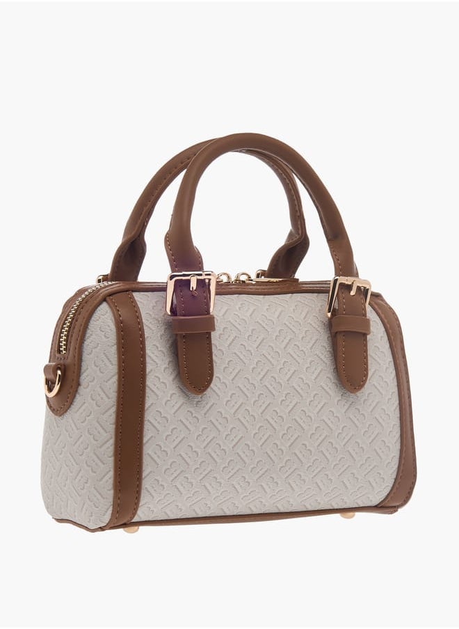 Women All-Over Monogram Detail Tote Bag with Detachable Strap and Zip Closure