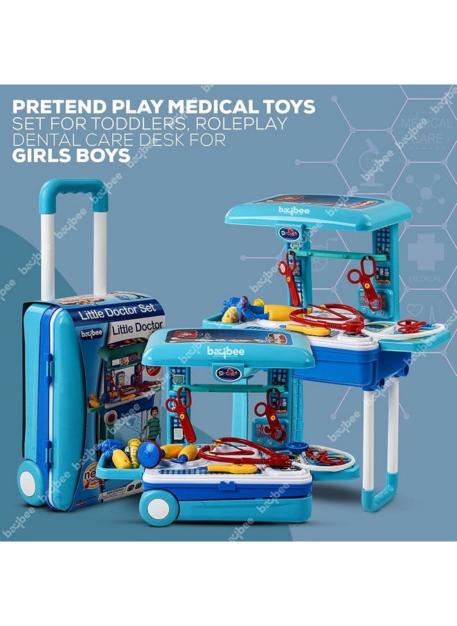 3 In 1 Kids Beauty Makeup Kit /Kitchen /Doctor Set Toys For Girls & Portable Pretend Play Toys With Make Up Accessories Role Play Kids Toys 2+ Years Girls (Trolley_Doctor Set)