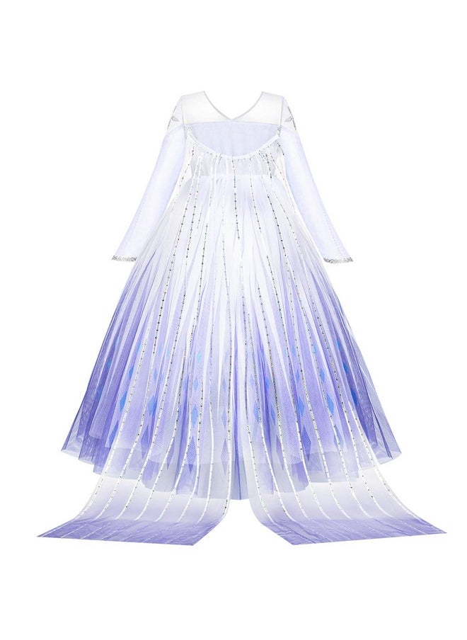 11Pcs Elsa Dress, Elsa Costume For Girls 3-10 With Detachable Sequin Cape/Wig/Crown/Wands, Princess Dress For Girls, Birthday Halloween Christmas Outfit For Kids 7T 8T