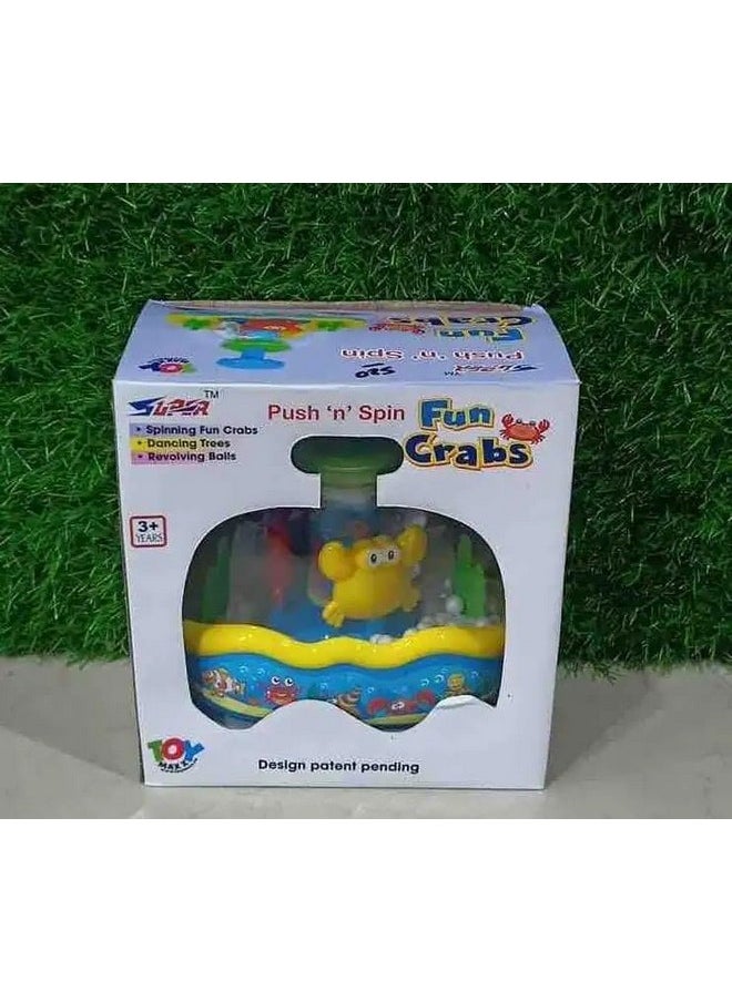 Negi Plastic Push and Spin - Fun Crabs Spinner Toy Multicolor for Toddlers & Kids (Made in India)