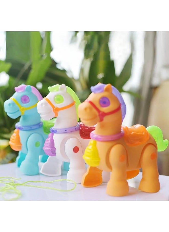 VGRASSP Cute Walking Colorful Pony Toy for Kids and Toddlers with Beautiful Lights and Dynamic Music with Neighing Sound - (Size - 17.5 X 8 X 16 CM) - Color As Per Stock