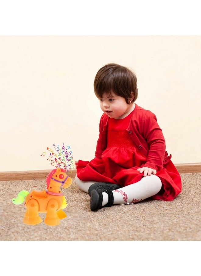 VGRASSP Cute Walking Colorful Pony Toy for Kids and Toddlers with Beautiful Lights and Dynamic Music with Neighing Sound - (Size - 17.5 X 8 X 16 CM) - Color As Per Stock