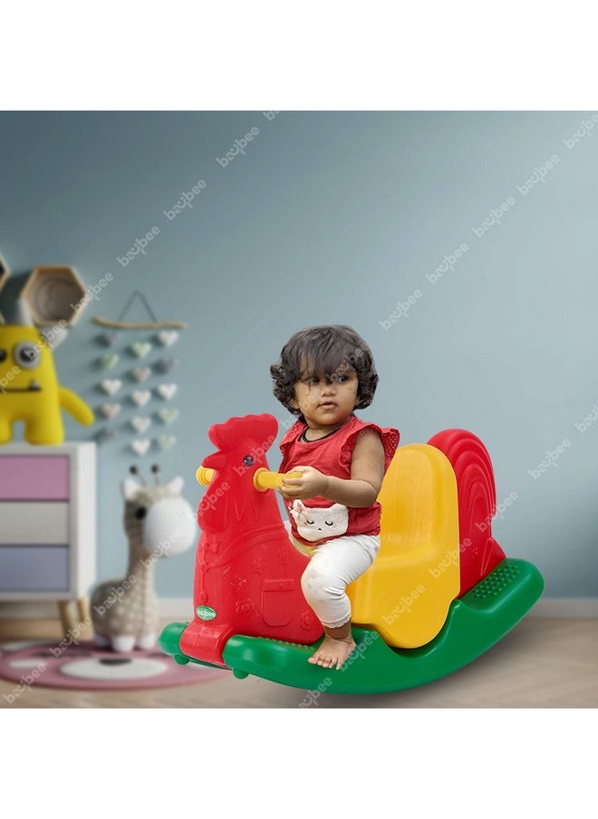 BAYBEE Baby Boys and Girls Rocking Chair Plastic Horse for Kids/Toddlers Ride-on Toy Rocker Indoors and Outdoors for 1-3 Years (Red)