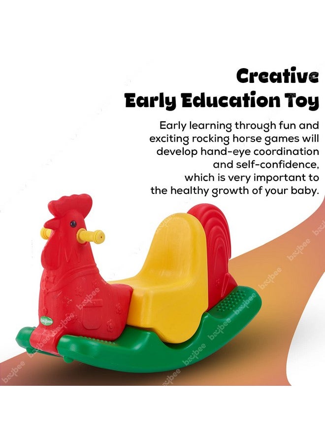 BAYBEE Baby Boys and Girls Rocking Chair Plastic Horse for Kids/Toddlers Ride-on Toy Rocker Indoors and Outdoors for 1-3 Years (Red)