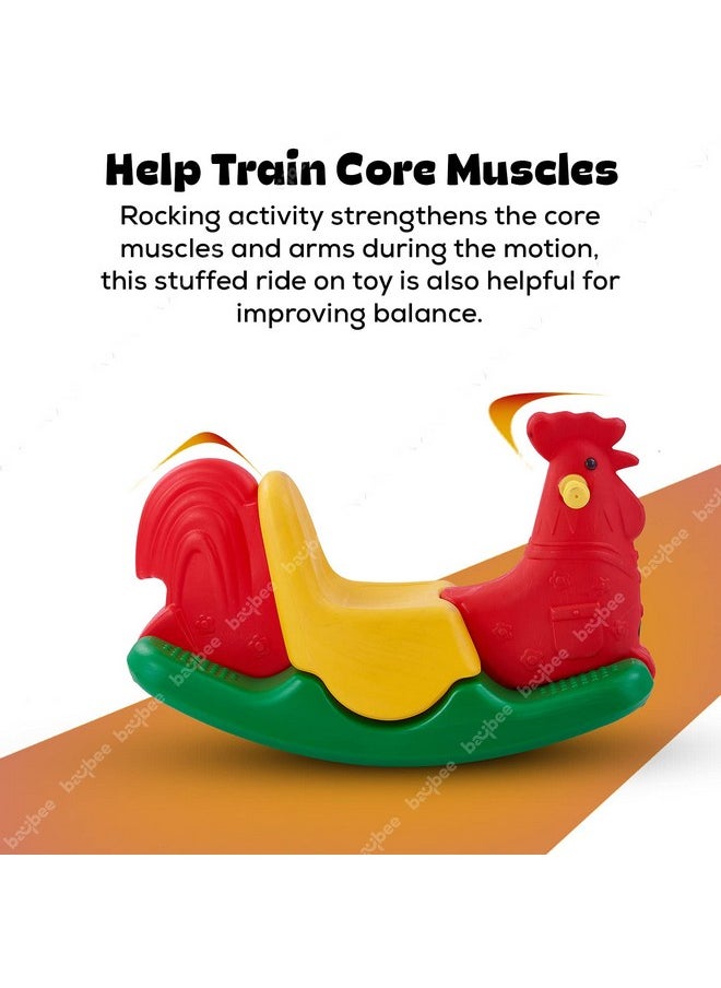 BAYBEE Baby Boys and Girls Rocking Chair Plastic Horse for Kids/Toddlers Ride-on Toy Rocker Indoors and Outdoors for 1-3 Years (Red)