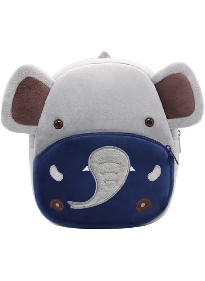 Frantic Kids Bags Soft Velvet Backpack Bags For 2 To 5 Years Kids For School/Nursery/Carry/Travelling/Picnic/Bag (Grey Elephant) Standard, 10 Liter