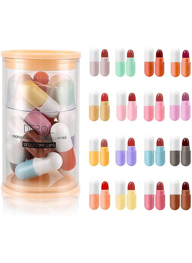 Huda Crush Beauty Mini Bullet | Capsule Style Lipstick Set Herbs-Ayurvedic Creamy Matte Lipstick Set For Lip Hydrating & Moisturizing Crayon Velvet Matte Lipstick Set Of 16 Multicolor Shades