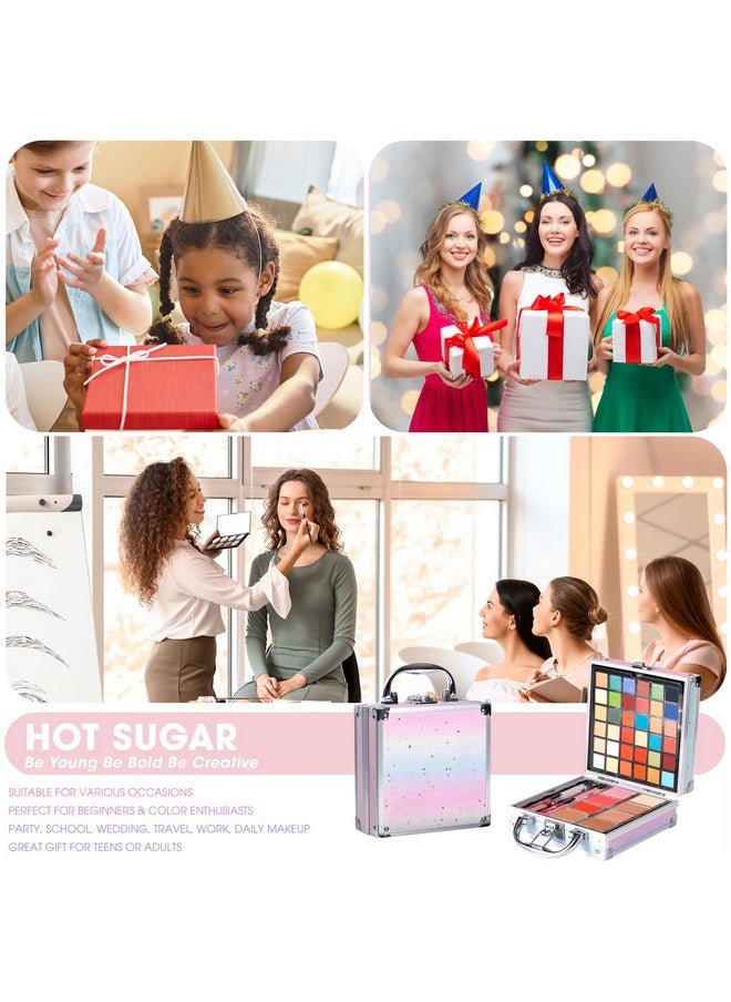 Girls Makeup Kit Age 4-6 7-8 10-12, Little Girl Makeup Set, Makeup Kit For Teenagers 13-15 Includes Eyeshadow Lip Gloss Blush Highlighter Bronzer Brush (Rainbow)