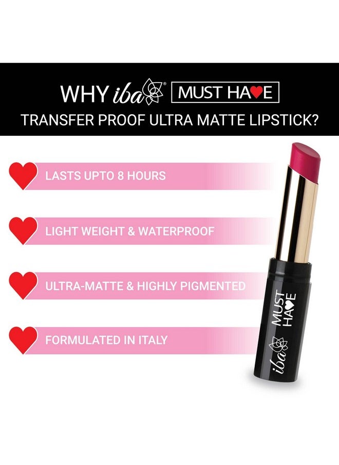 Must Have Transfer Proof Ultra Matte Lipstick For Women - 04 Friends Forever, 3.2G | Enriched With Vitamin E And Cocoa Butter | Lasts Upto 8Hrs Long Lasting & Matte Finish | Smudge-Proof & Waterproof | Lightweight & Highly Pigmented | Hydrated Lips | Lip Makeup