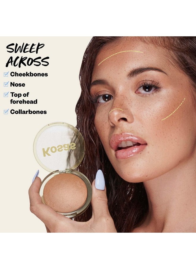 Sun Show Glowy Warmth Baked Bronzer - Contouring Powder For Cheekbones, Nose & Jawline - Enriched With Concentrated Fatty Acids - Talc-Free, Vegan & Hypoallergenic - Beachy
