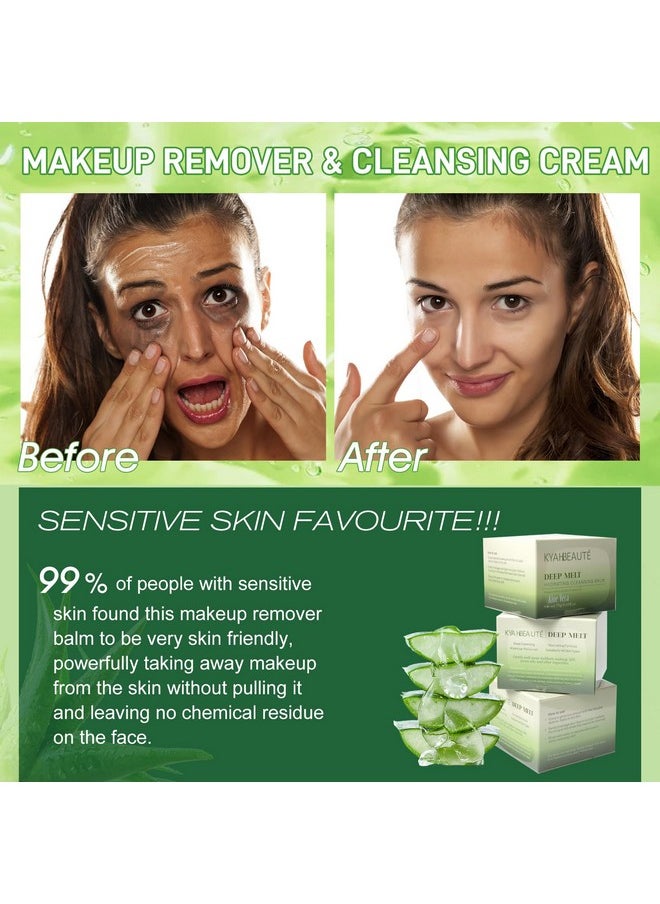 Cleansing Balm Makeup Remover Blam, Makeup Melting Balm For Face And Eyes, Natural Makeup Removing Balm For Sensitive Skin, Facial Deep Cleansing Cream, Hydrating Cleanser, 2.65 Oz (Aloe Vera)