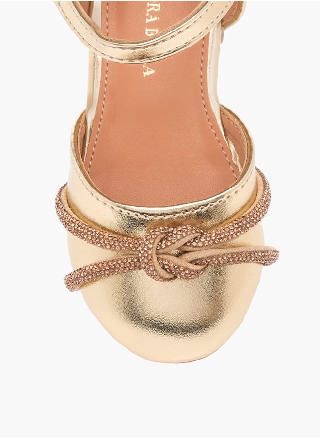 Girls Embellished Ballerina Shoes with Hook and Loop Closure Ramadan Collection