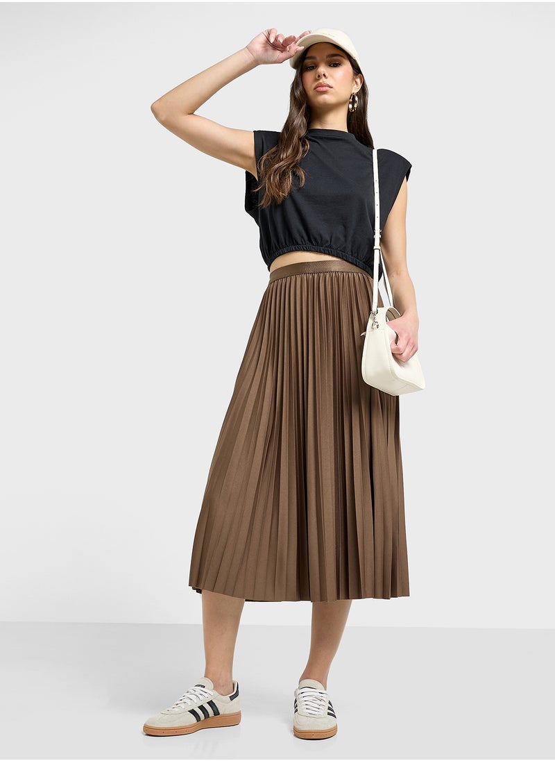 Pleated Midi Skirt