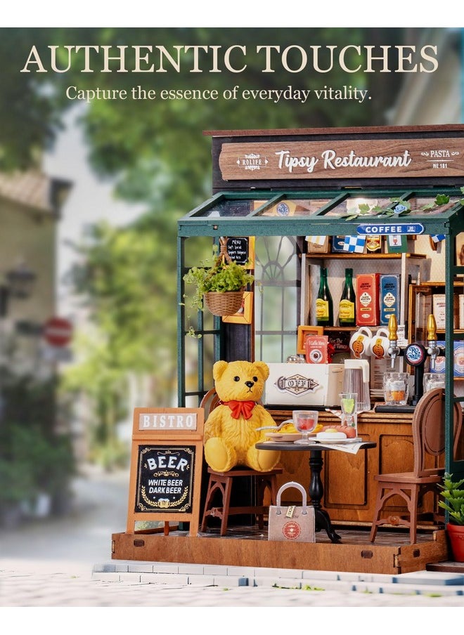 Diy Tiny House Kit, Miniature House Kit For Adults To Build, Mini House Kit With Furniture, Halloween/Christmas/Birthday Gifts For Men/Women（Tipsy Restaurant）