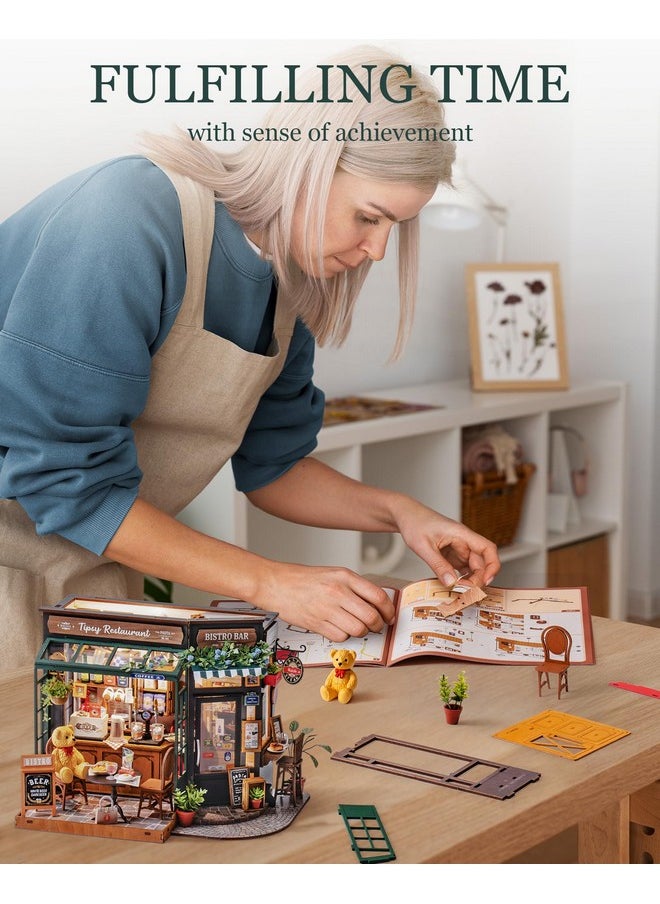 Diy Tiny House Kit, Miniature House Kit For Adults To Build, Mini House Kit With Furniture, Halloween/Christmas/Birthday Gifts For Men/Women（Tipsy Restaurant）