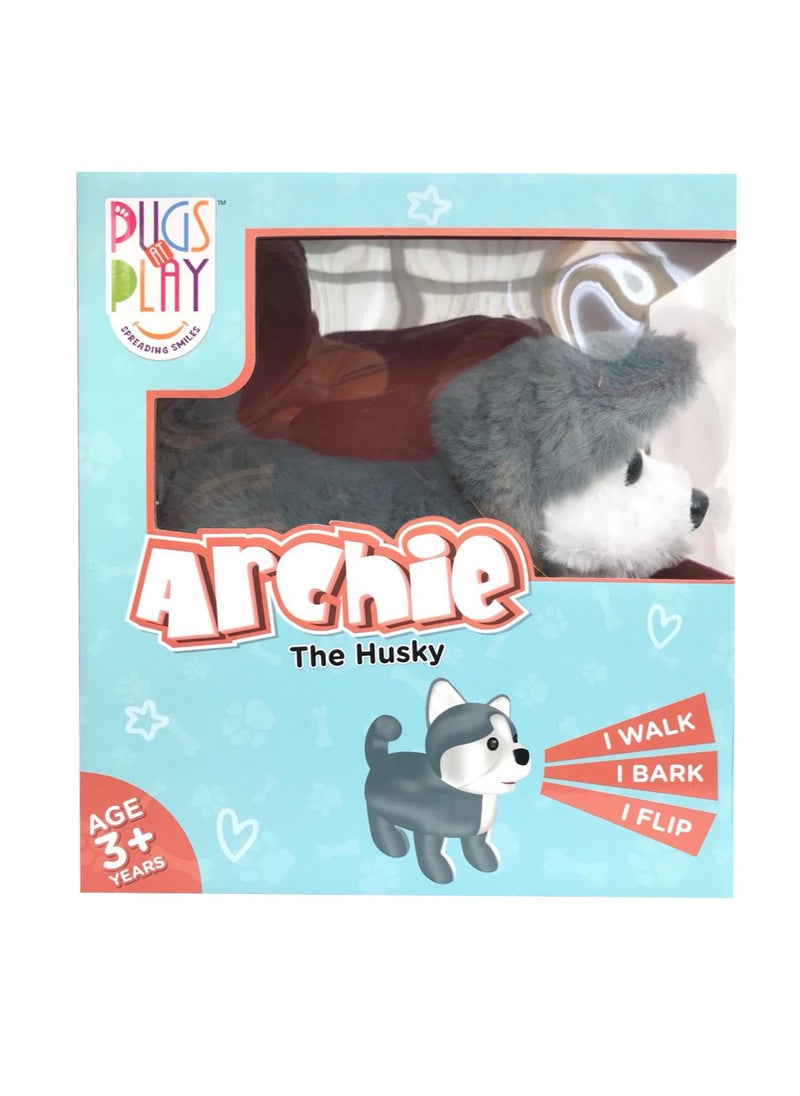 Pugs At Play Flipping Archie, Battery Operated | Soft Toy | Interactive Plush Toy | Gift for Kids and Adults