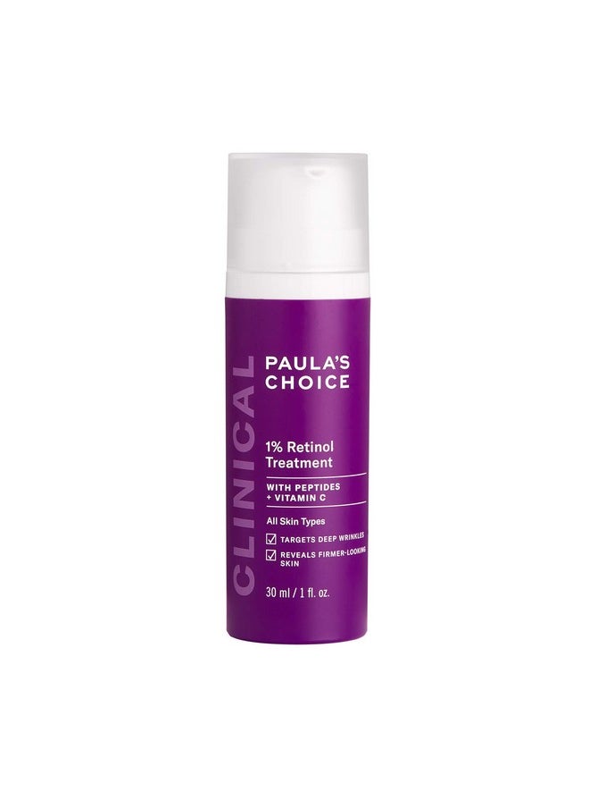 Clinical 1% Retinol Treatment Cream With Peptides, Vitamin C & Licorice Extract, Anti-Aging & Wrinkles - 30 Ml