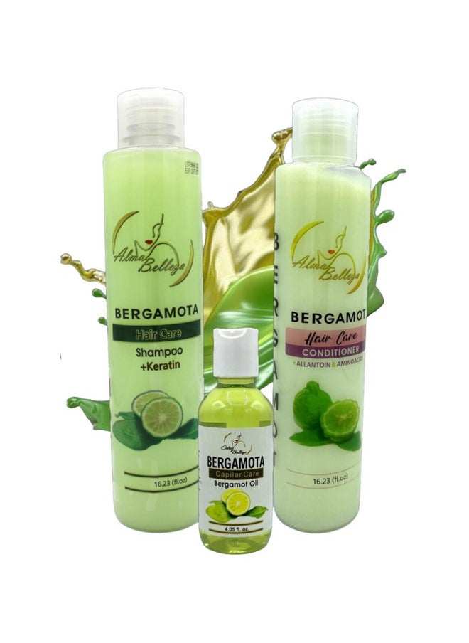 Ampoo (16.23 Fl. Oz) + Conditioner (16.23) + Beauty Oil (4 Fl. Oz) Alma Belleza'S Bergamota Hair Care Set