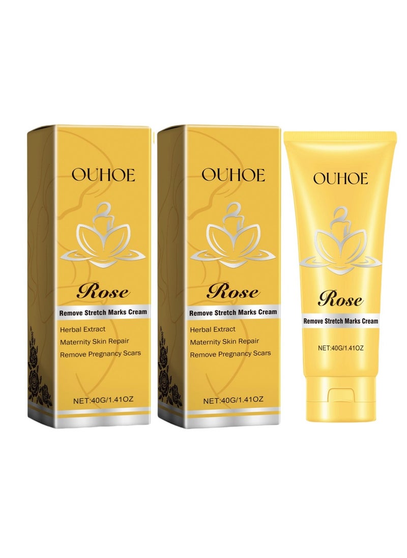 2-PACKS Rose Stretch Marks Removal Cream, Scar Reduction & Deep Stretch Mark Treatment, Hydrating Skin Repair Cream for Pregnancy, Increases Elasticity 40g*2