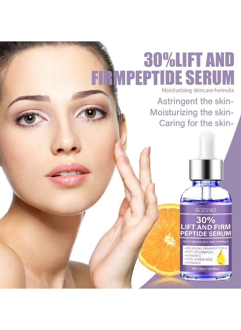 2-PACKS Lift and Firm Peptide Serum for Face, Anti-Aging Facial Serum with Hyaluronic Acid, Vitamin C and E, Hydrating Serum for Women, for Face Lift - Facial Serum for Tightening & Lifting (30ml*2)