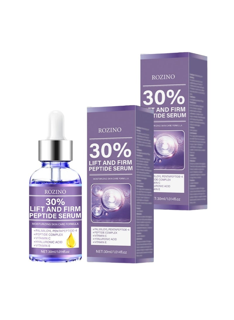 2-PACKS Lift and Firm Peptide Serum for Face, Anti-Aging Facial Serum with Hyaluronic Acid, Vitamin C and E, Hydrating Serum for Women, for Face Lift - Facial Serum for Tightening & Lifting (30ml*2)