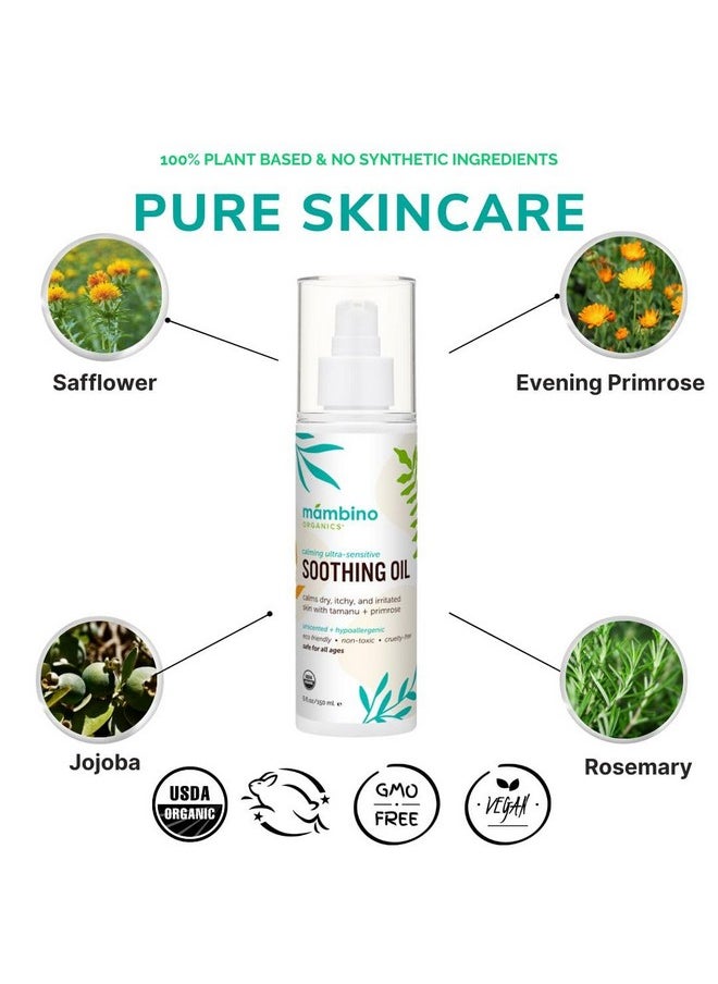 Soothing Baby Oil - Organic, Unscented Oil With Jojoba & Evening Primrose - Gentle For Hair & Dry, Irritated, Itchy Skin - Cruelty-Free Baby Oils For Baby & Kids, 5 Fl Oz
